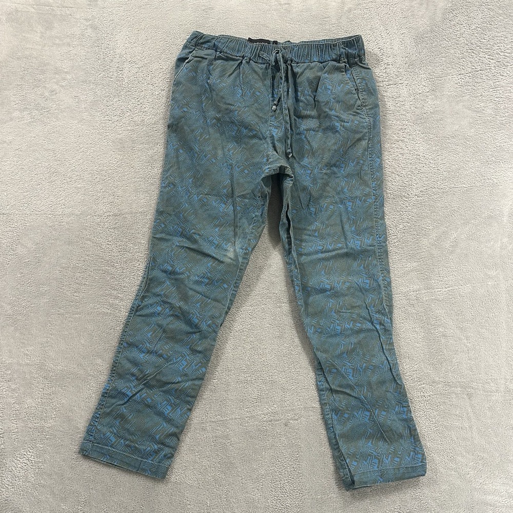 Wildfang The Essential Drawstring Pants Unisex L Blue Green Geometric